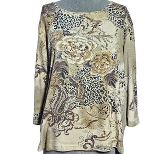 Beaded Accent Cotton Top Size XL